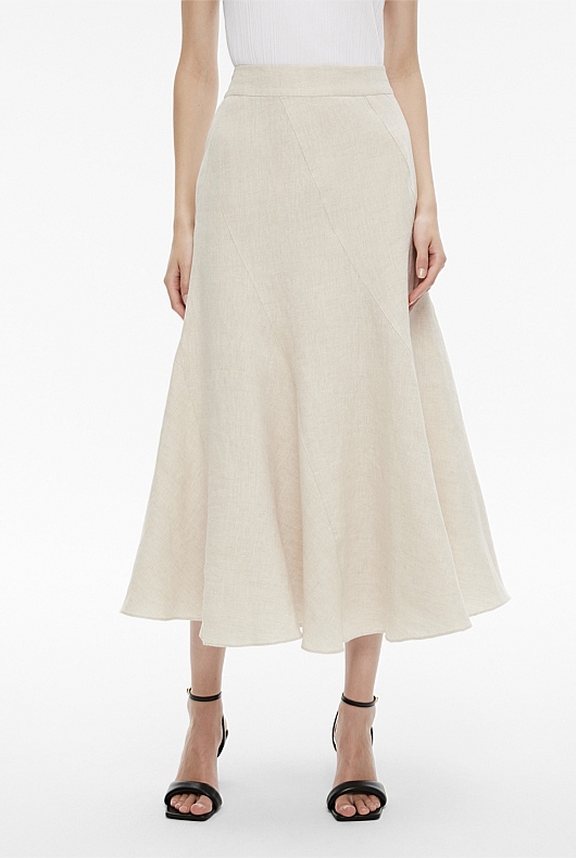 Flax French Linen Seam Detail Skirt - Women's A Line Skirts | Witchery