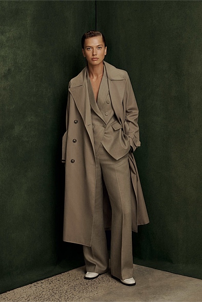 Washed Green Classic Trench Coat - Women's Jackets | Witchery