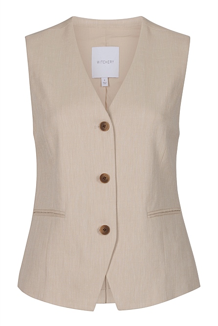 Flax Cotton Linen Waistcoat - Women's Vests & Waistcoats | Witchery