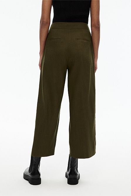 Jungle Stretch Linen Blend Crop Pant - Women's High Waisted Pants ...
