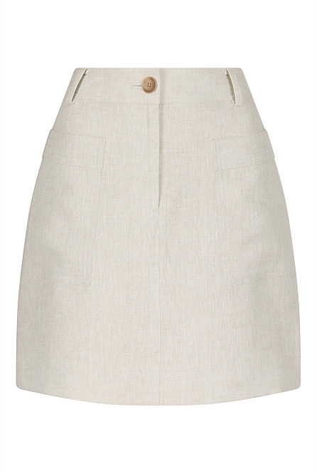 Flax Yarn-Dye Linen Utility Mini Skirt - Women's A Line Skirts | Witchery