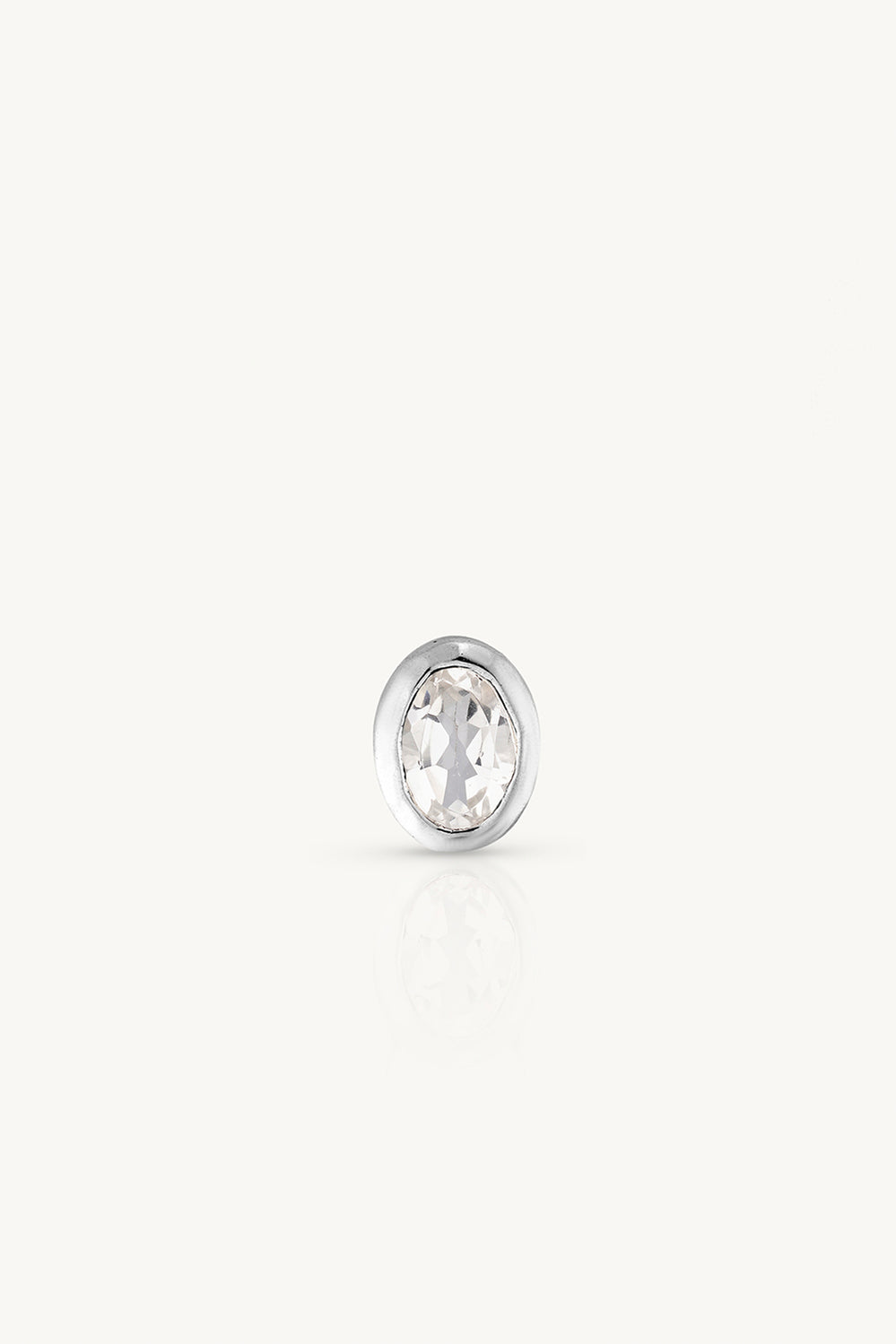 April Topaz Silver Oval Birthstone Charm - Silver - image 1