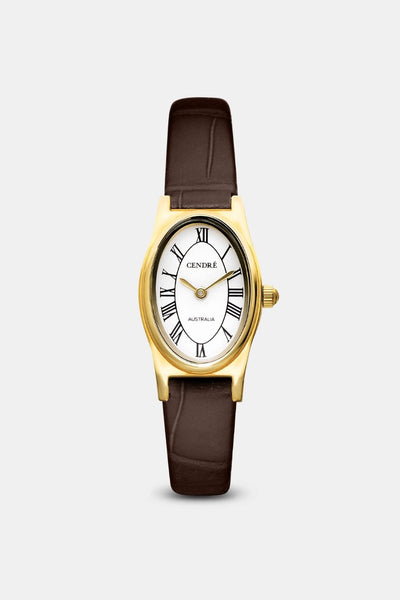 Emmeline Watch | White | Espresso Croc - Gold - image 1