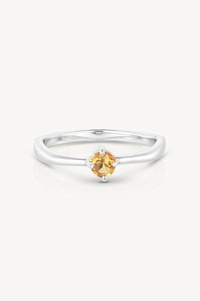 November Citrine Silver Birthstone Ring - Silver - image 1