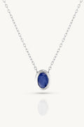 September Sapphire Silver Oval Birthstone Necklace - Silver - image 1