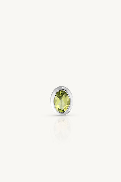 August Peridot Silver Oval Birthstone Charm - Silver - image 1