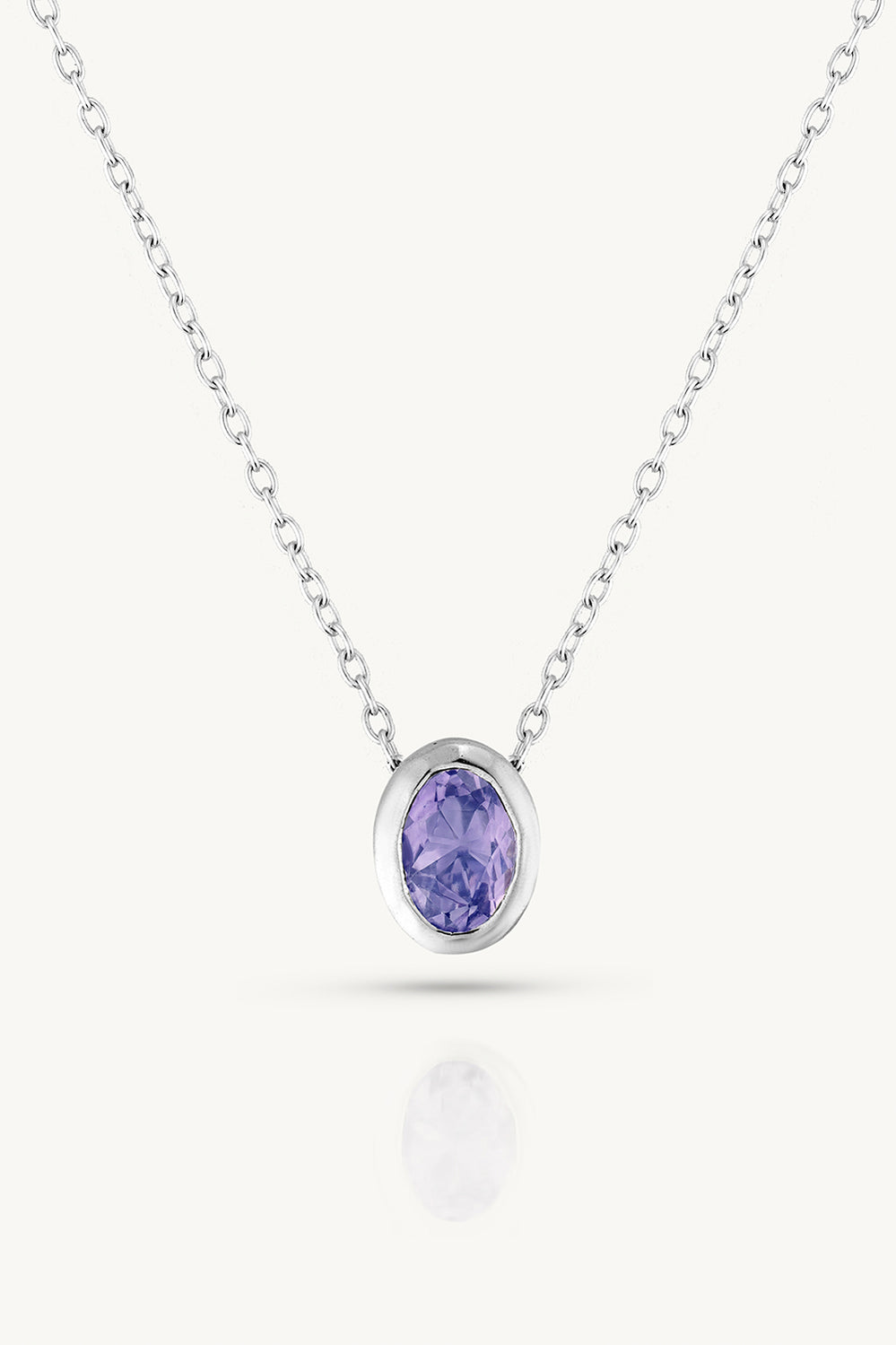 December Tanzanite Silver Oval Birthstone Necklace - Silver - image 1