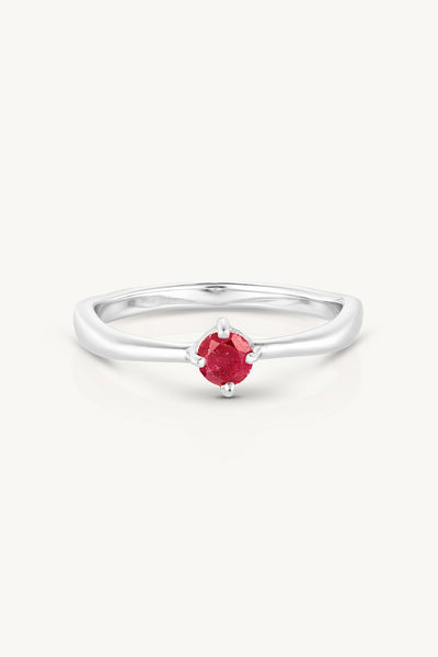 July Ruby Silver Birthstone Ring - Silver - image 1