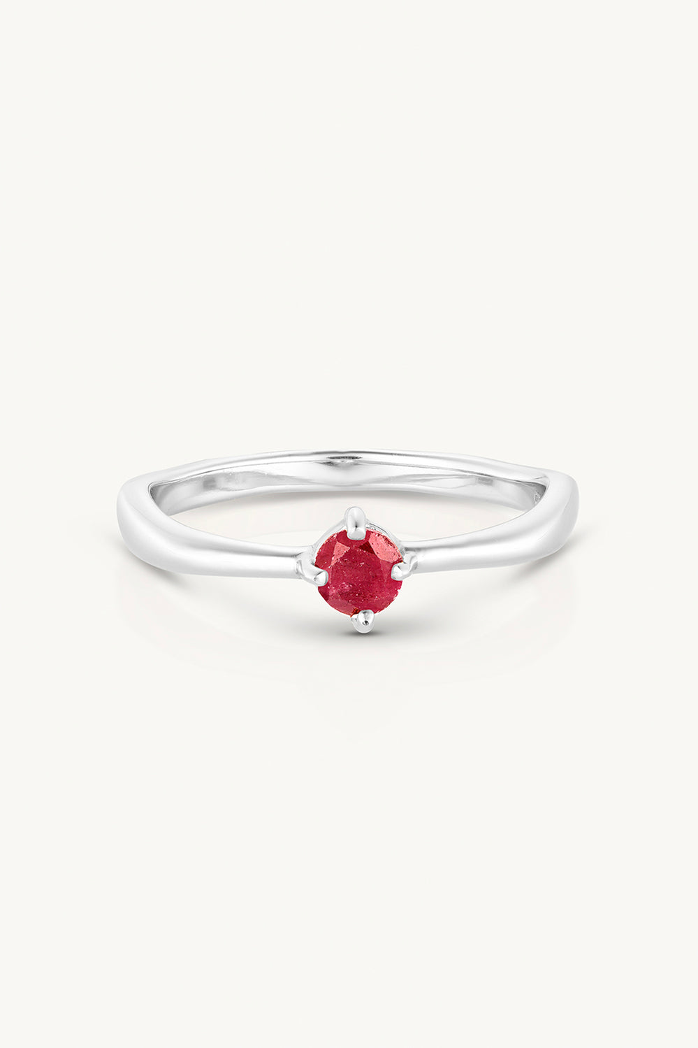 July Ruby Silver Birthstone Ring - Silver - image 1