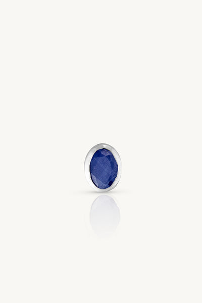 September Sapphire Silver Oval Birthstone Charm - Silver - image 1