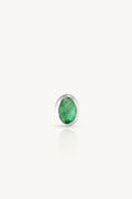 May Emerald Silver Oval Birthstone Charm - Silver - image 1