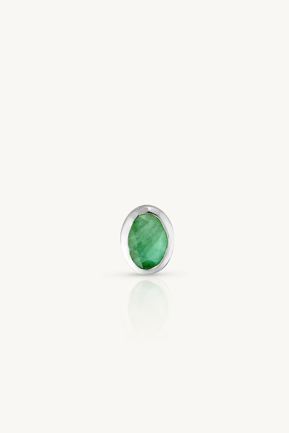 May Emerald Silver Oval Birthstone Charm - Silver - image 1