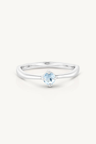 March Aquamarine Silver Birthstone Ring - Silver - image 1
