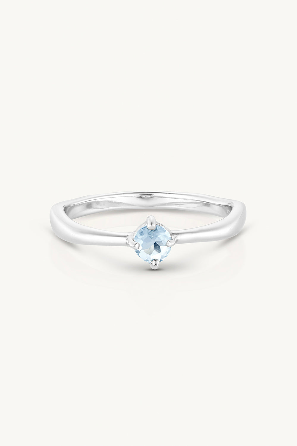March Aquamarine Silver Birthstone Ring - Silver - image 1