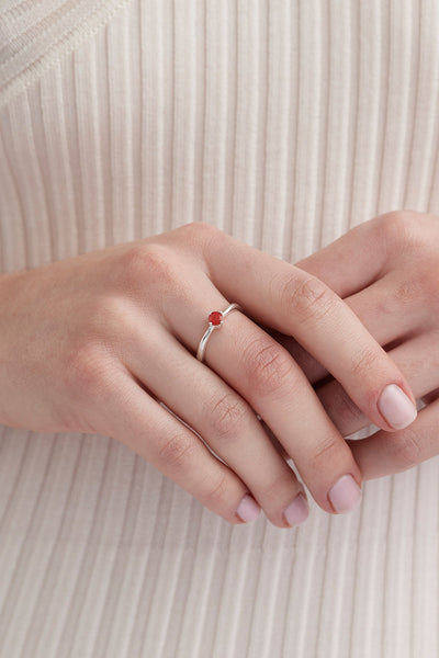 July Ruby Silver Birthstone Ring - Silver - image 2