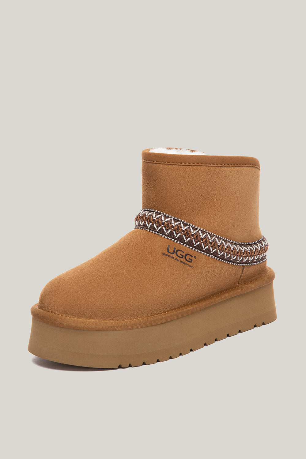 Fayle Knitted Platform Short Boots - Chestnut - image 2