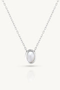 June Pearl Silver Oval Birthstone Necklace - Silver - image 1