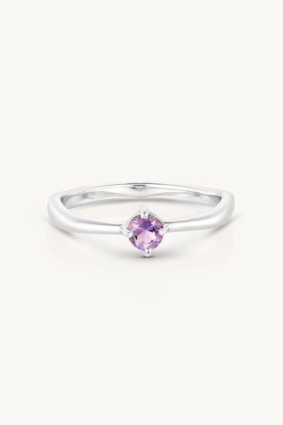 February Amethyst Silver Birthstone Ring - Silver - image 1