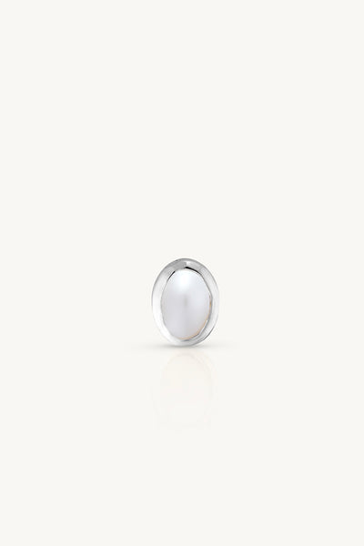 June Pearl Silver Oval Birthstone Charm - Silver - image 1