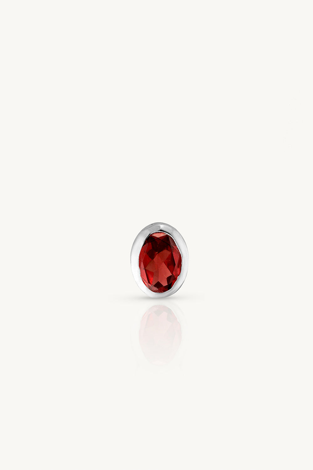 January Garnet Silver Oval Birthstone Charm - Silver - image 1