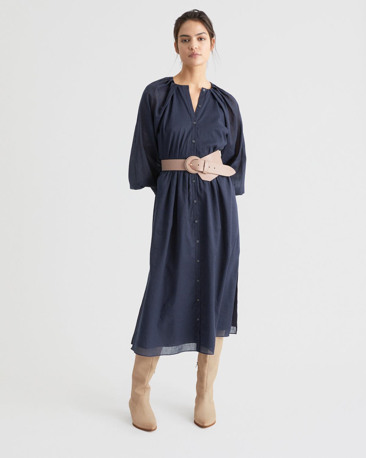 Wrap Shoulder Shirt Dress