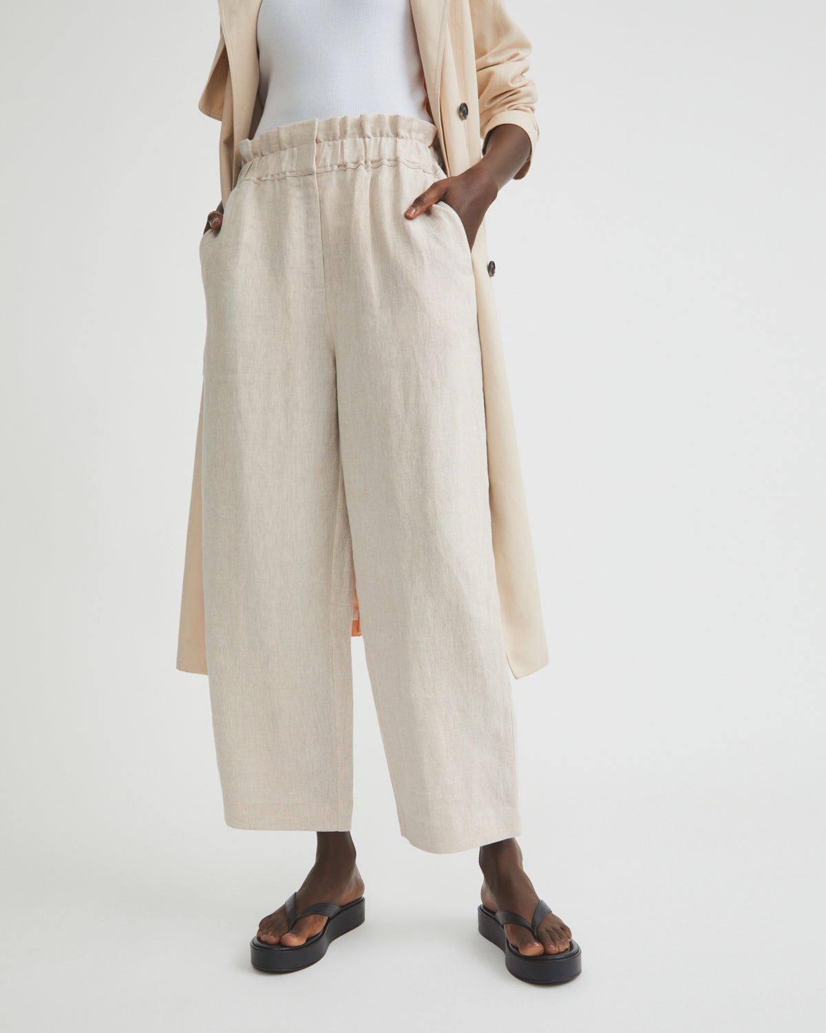 Waist Detail Linen Pant