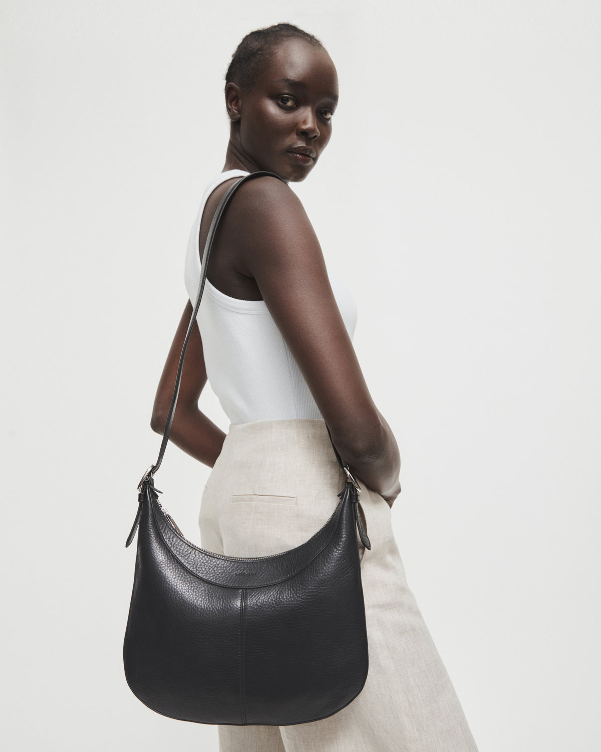 Amalia Pebble Leather Crossbody Bag