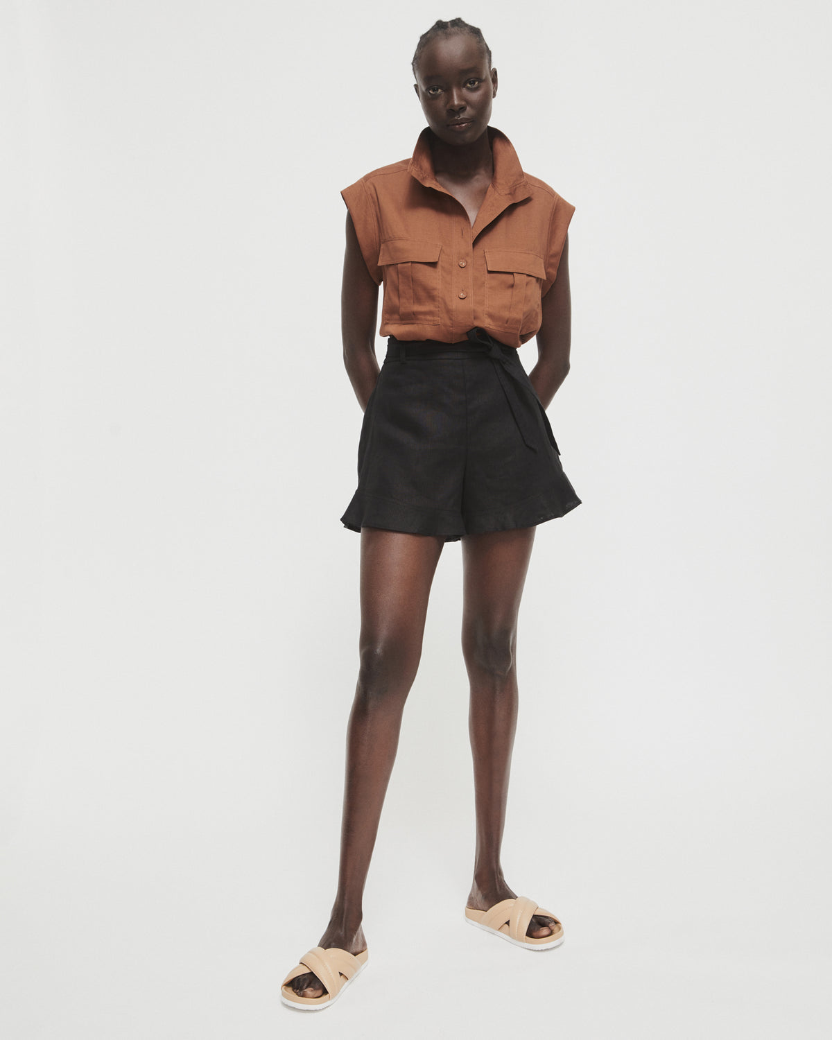 Belt Detail Linen Short