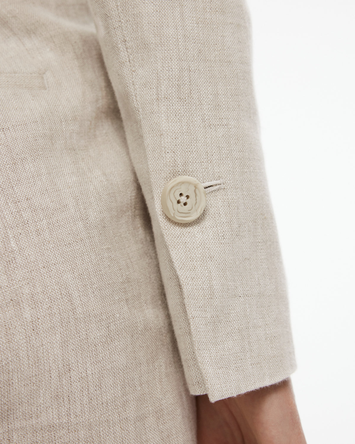 Yarn Dye Linen Single-Breasted Cropped Blazer