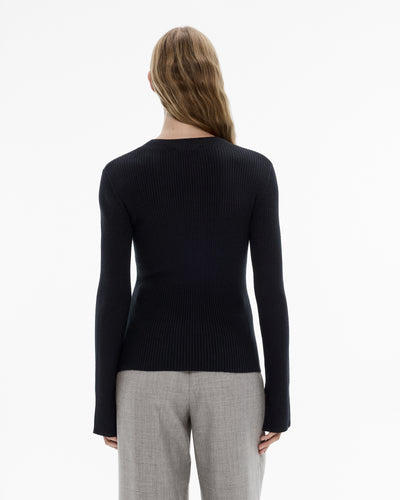 Wool Blend Crew Rib Knit
