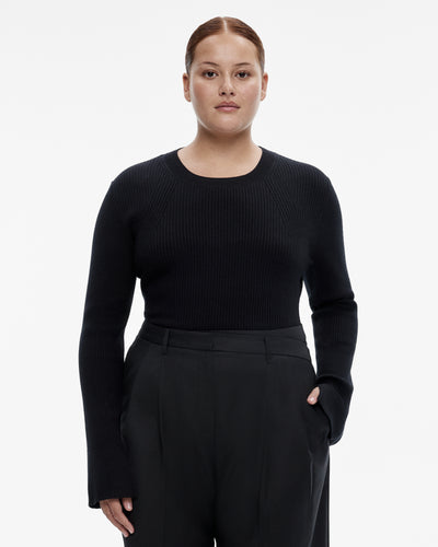 Wool Blend Crew Rib Knit