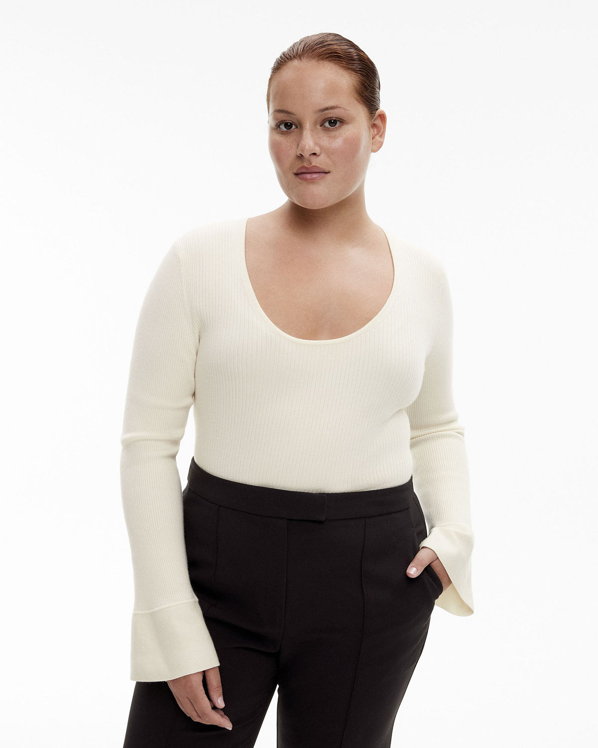 Wool Blend Flare Sleeve Knit