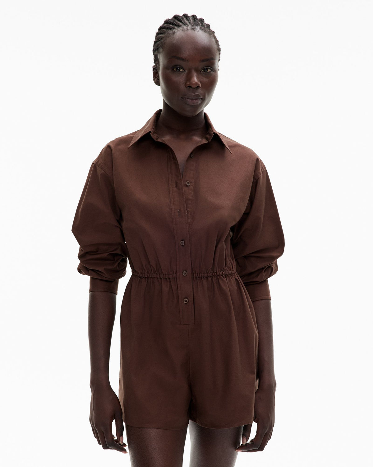 Button Long Sleeve Jumpsuit