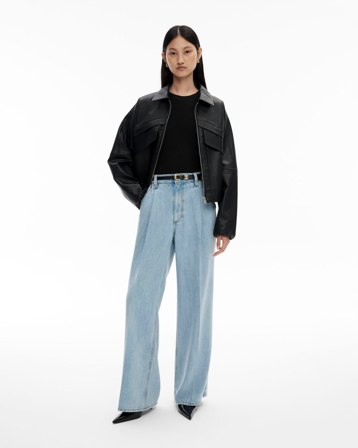 Pleated Denim Pant