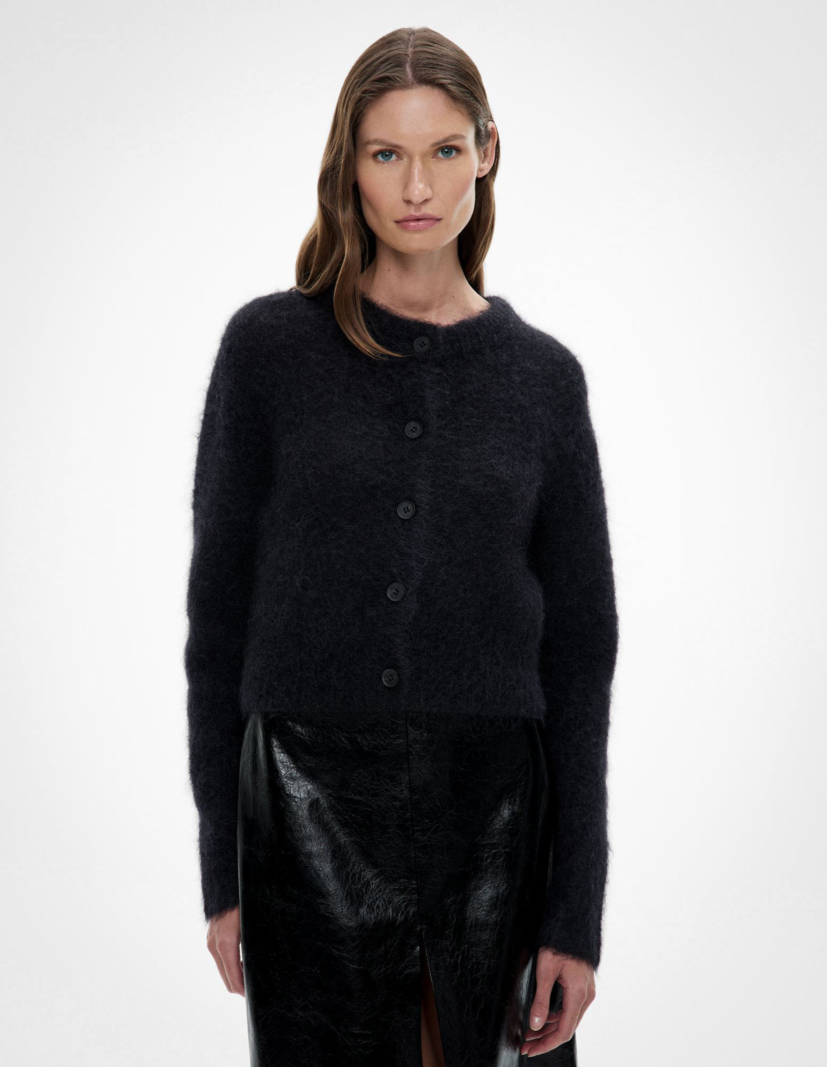 Fluffy Crew Neck Cardigan