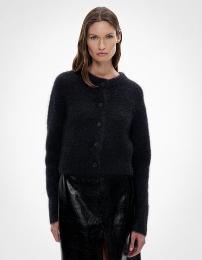 Fluffy Crew Neck Cardigan