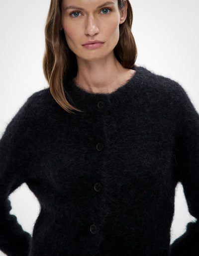 Fluffy Crew Neck Cardigan