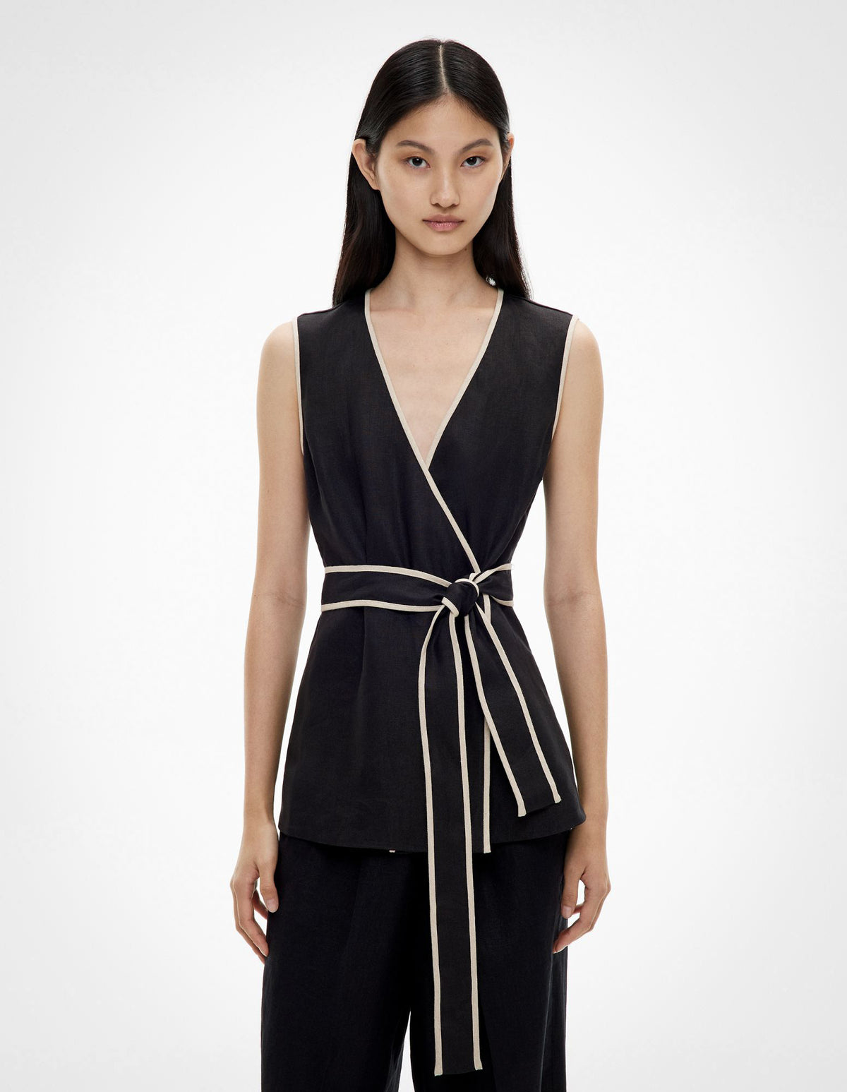 Contrast Tie Shirt