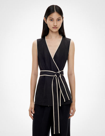 Contrast Tie Shirt