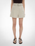 Belt Detail Linen Shorts