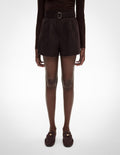 Belt Detail Linen Shorts