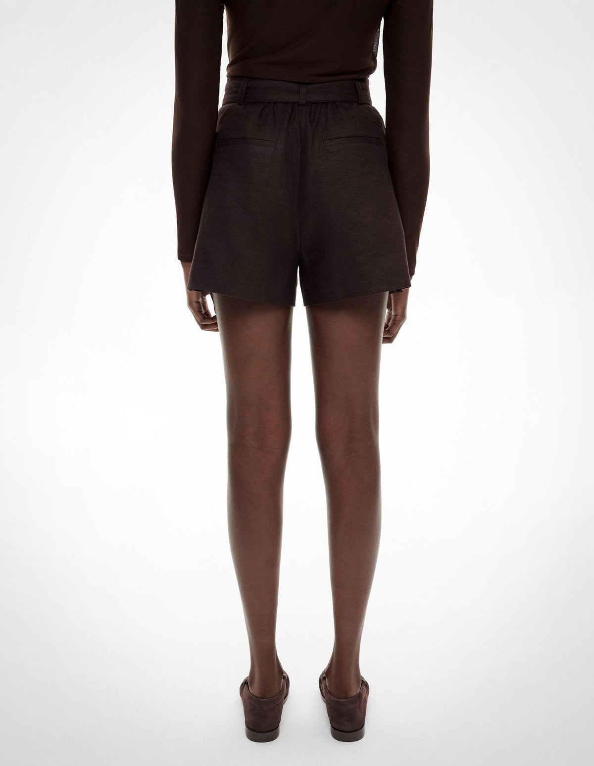 Belt Detail Linen Shorts