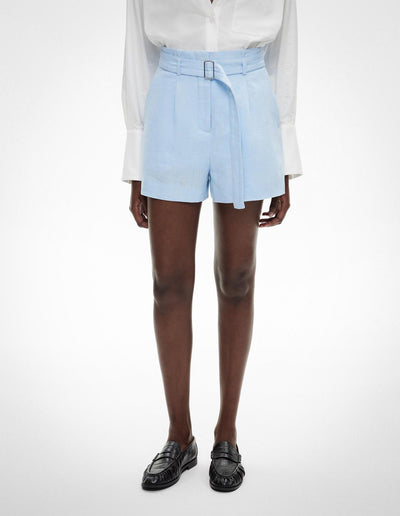 Belt Detail Linen Shorts