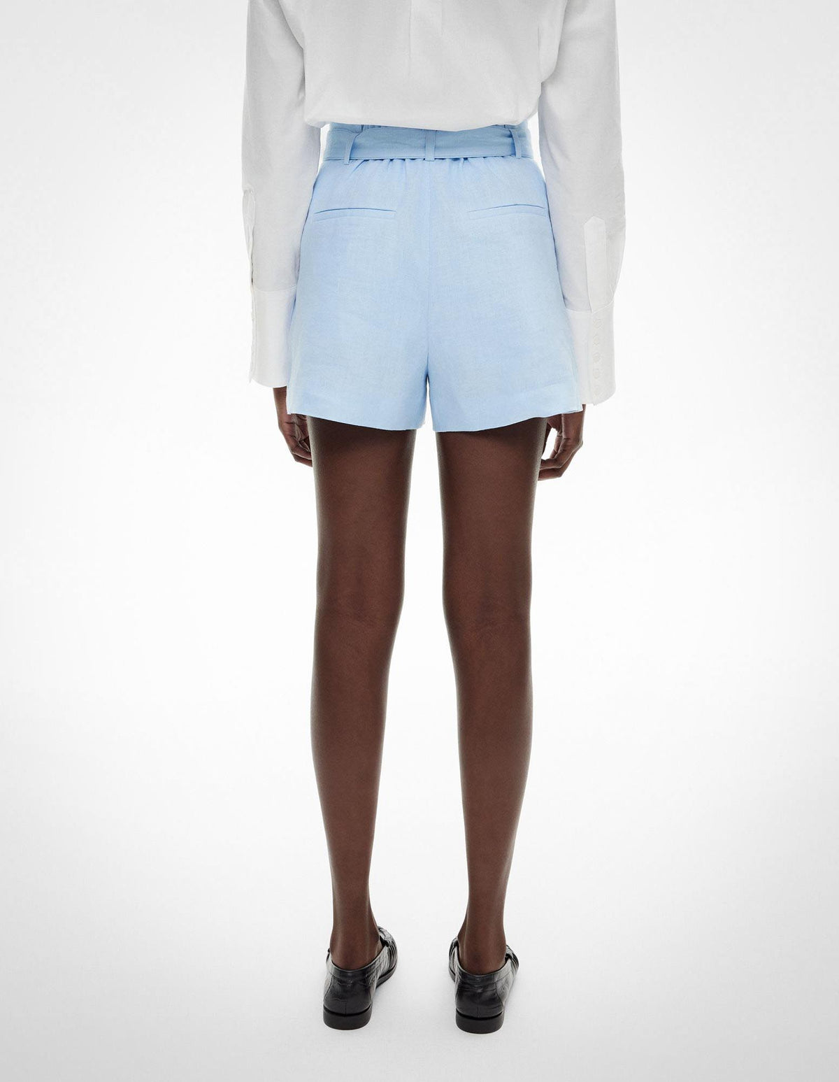 Belt Detail Linen Shorts