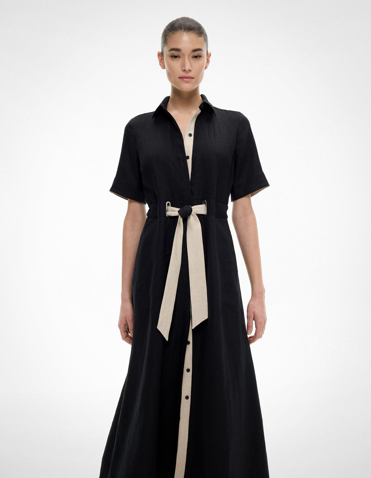 Eyelet Detail Midi Dress