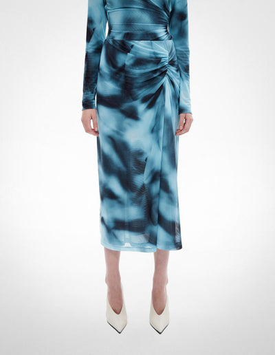 Gather Side Mesh Skirt