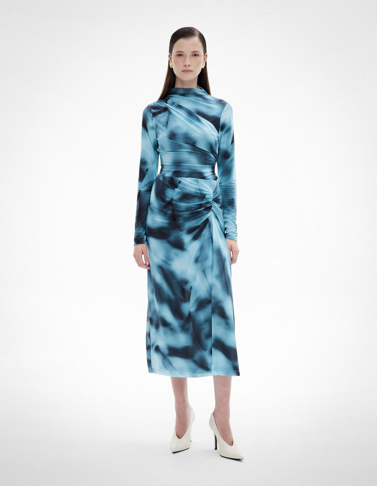 Gather Side Mesh Skirt
