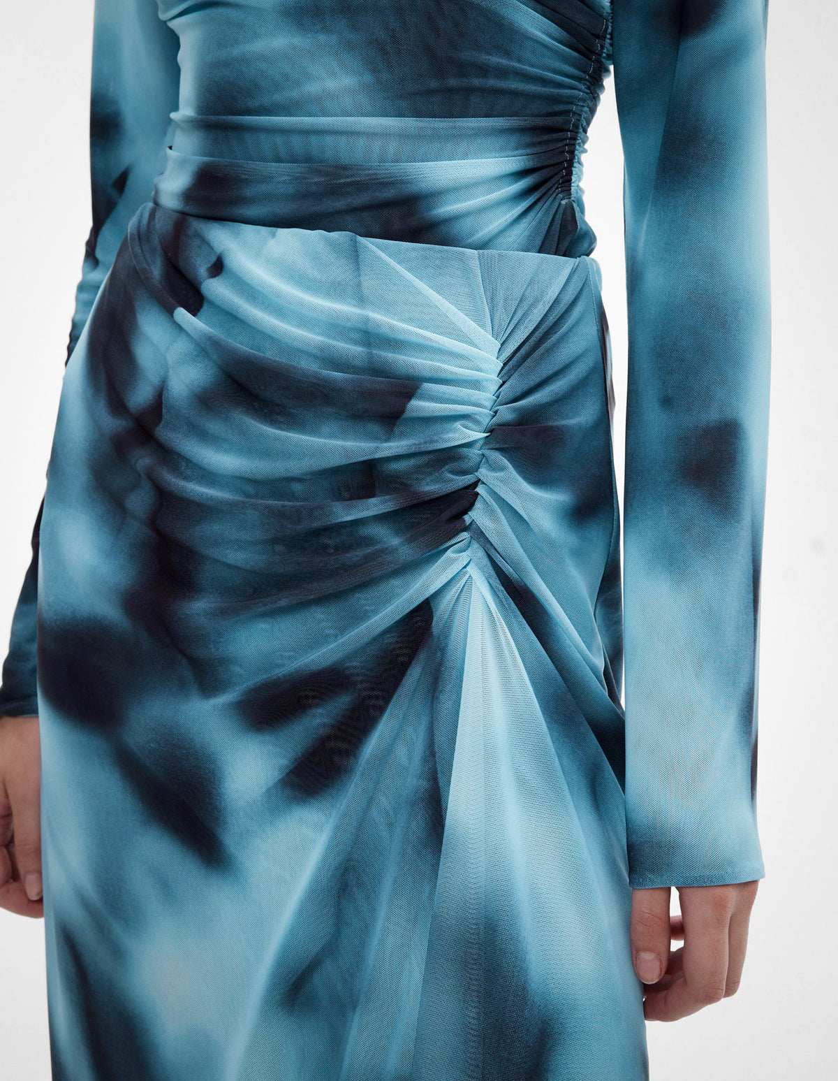 Gather Side Mesh Skirt
