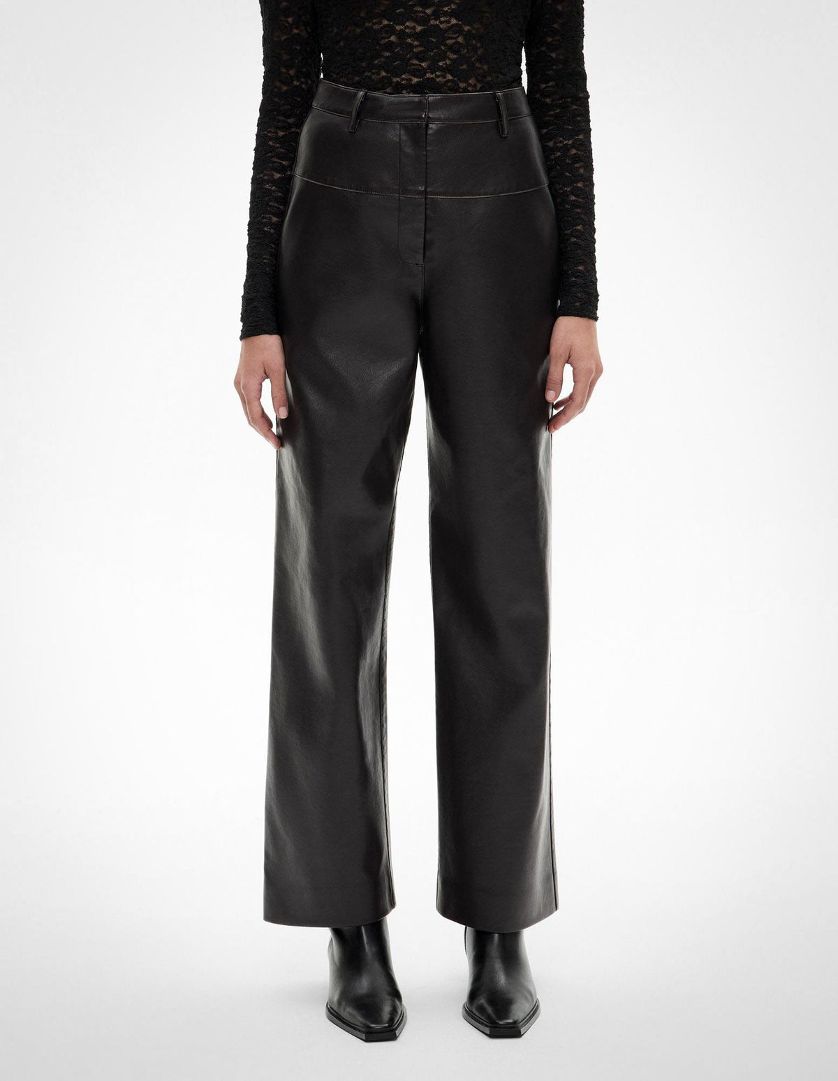 Spliced Faux Leather Pants