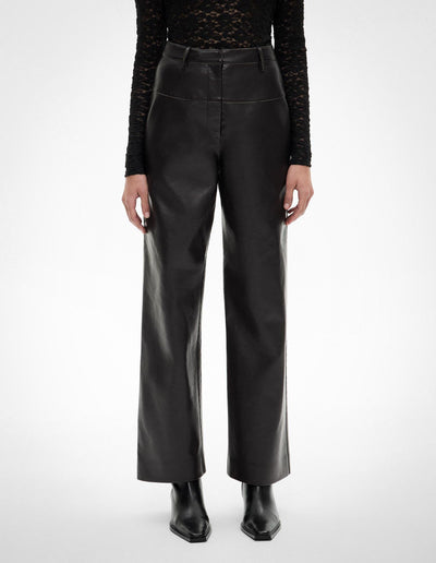 Spliced Faux Leather Pants